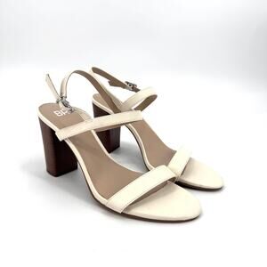 BP Ivory Cream Block Heel Slingback Heel Sandal Size 9.5
